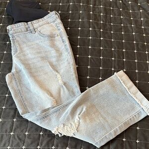 Stylish Maternity Distressed Light Blue Boyfriend Jeans